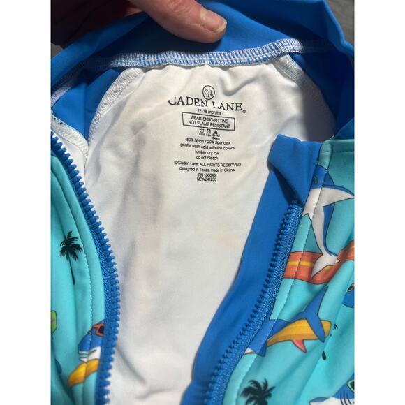 Caden Lane Longsleeve Rash Guard Swim Romper Shortie in Blue, 12-18mos, NWT - Picture 6 of 10